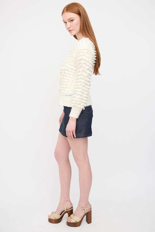 Zimmermann Cream Wool Scallop Frill Cardigan