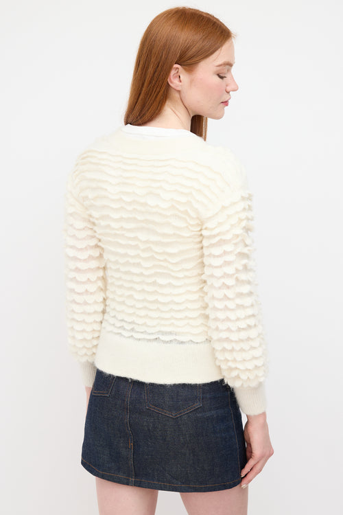 Zimmermann Cream Wool Scallop Frill Cardigan