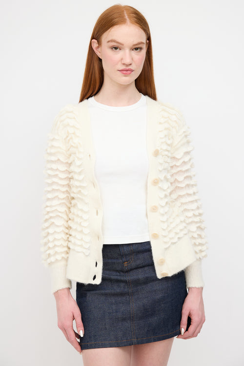 Zimmermann Cream Wool Scallop Frill Cardigan