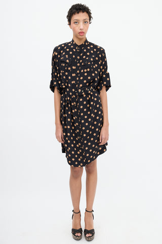 Zimmermann Black 
Brown Polka Dot Shirt Dress