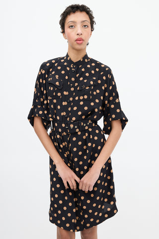 Zimmermann Black 
Brown Polka Dot Shirt Dress