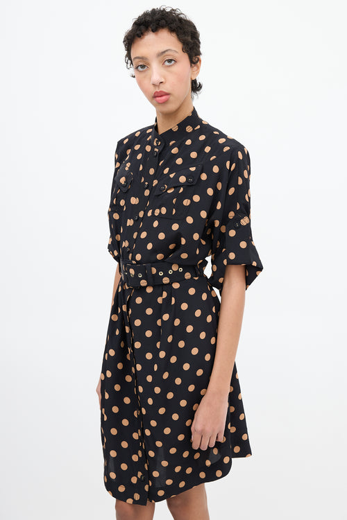 Zimmermann Black 
Brown Polka Dot Shirt Dress