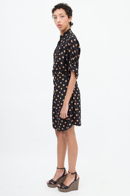 Zimmermann Black 
Brown Polka Dot Shirt Dress