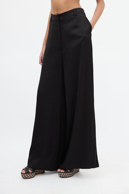 Zimmermann Black Satin Wide Leg Trouser