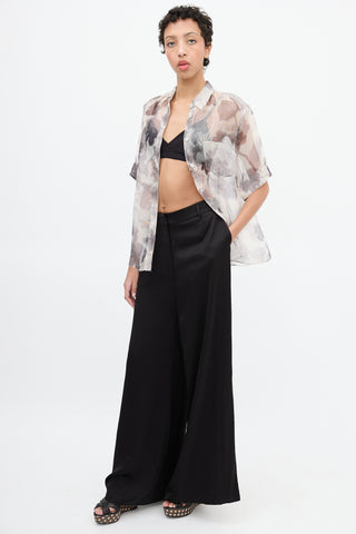 Zimmermann Black Satin Wide Leg Trouser