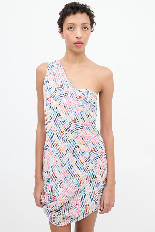 Zimmermann Multicolour Silk Printed Drape Mini Dress