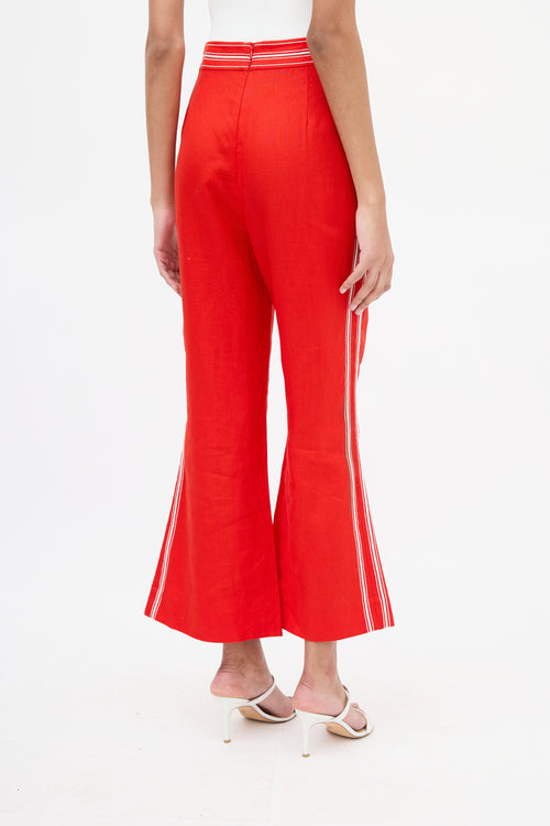 Zimmermann Red Linen Ninety-Six Flared Trouser