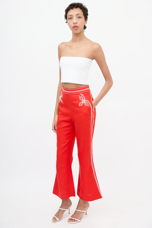 Zimmermann Red Linen Ninety-Six Flared Trouser