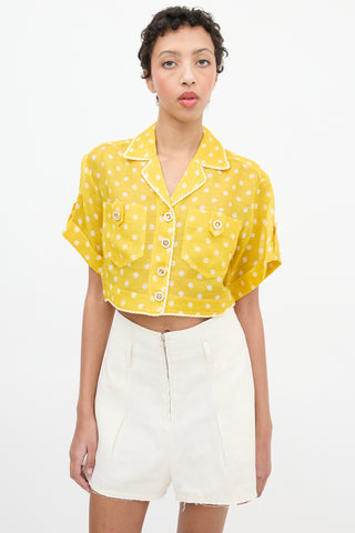 Zimmermann Yellow 
White Polka Dot Cropped Shirt