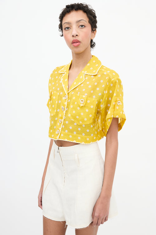 Zimmermann Yellow 
White Polka Dot Cropped Shirt