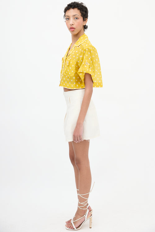 Zimmermann Yellow 
White Polka Dot Cropped Shirt