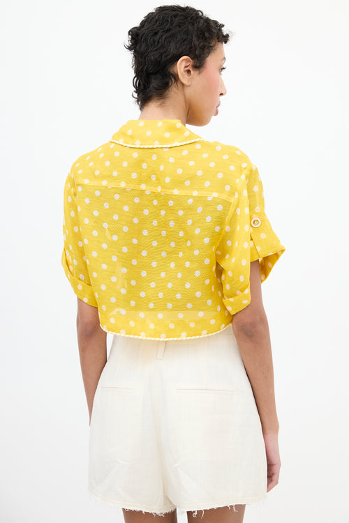 Zimmermann Yellow 
White Polka Dot Cropped Shirt