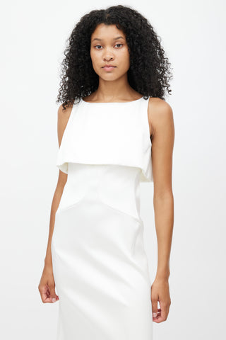 Zac Posen White Satin Overlay Gown