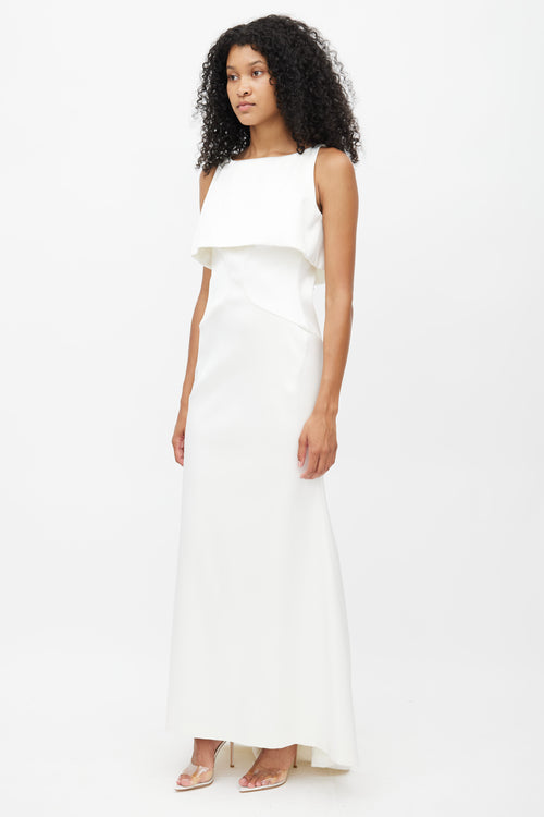 Zac Posen White Satin Overlay Gown