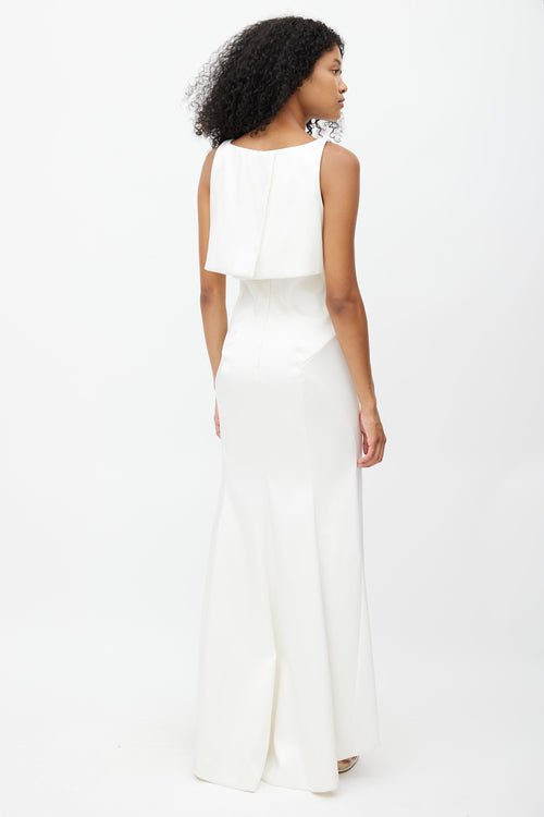 Zac Posen White Satin Overlay Gown