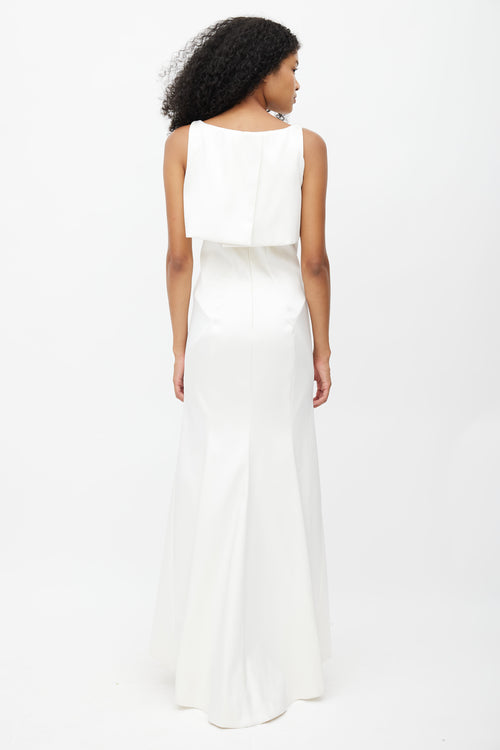 Zac Posen White Satin Overlay Gown