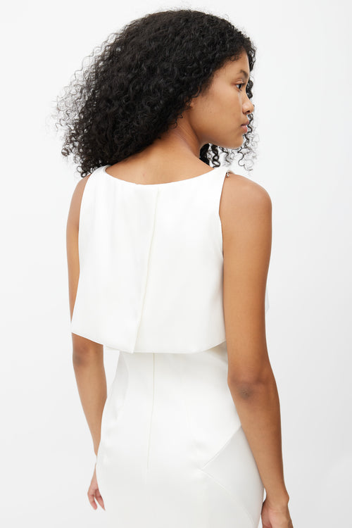 Zac Posen White Satin Overlay Gown