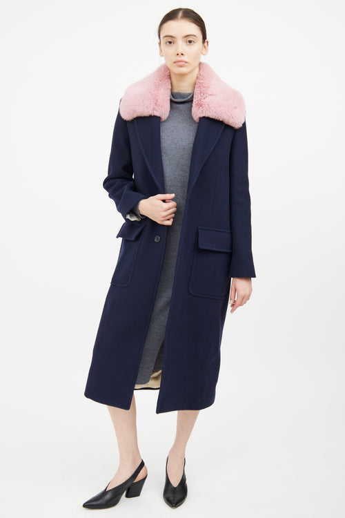 Zadig 
Voltaire Navy 
Pink Collar Coat