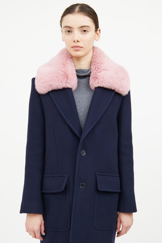 Zadig 
Voltaire Navy 
Pink Collar Coat