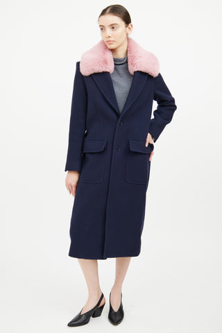 Zadig 
Voltaire Navy 
Pink Collar Coat