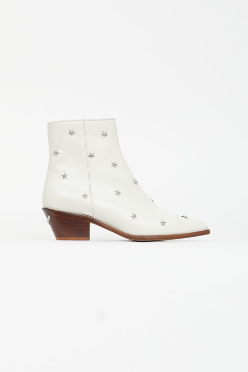 Zadig 
Voltaire White Leather Studded Star Boot