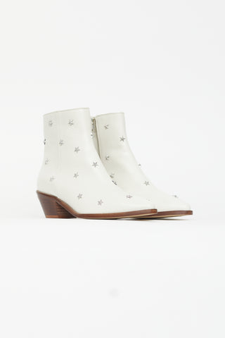 Zadig 
Voltaire White Leather Studded Star Boot