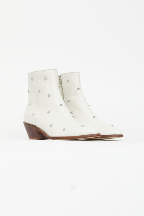 Zadig 
Voltaire White Leather Studded Star Boot