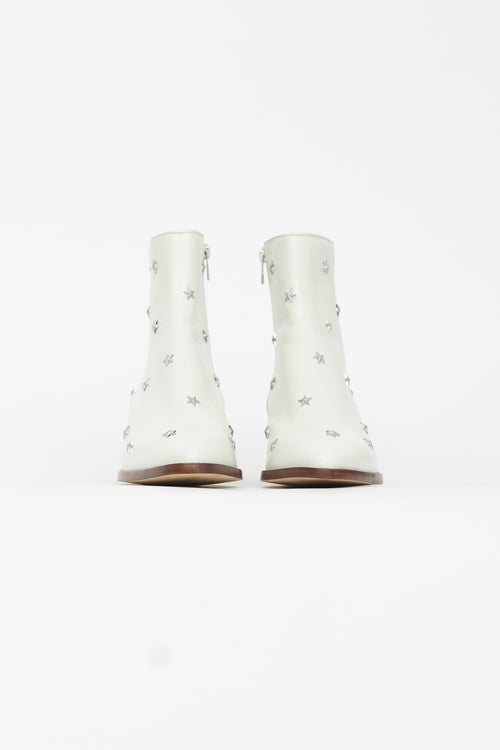 Zadig 
Voltaire White Leather Studded Star Boot