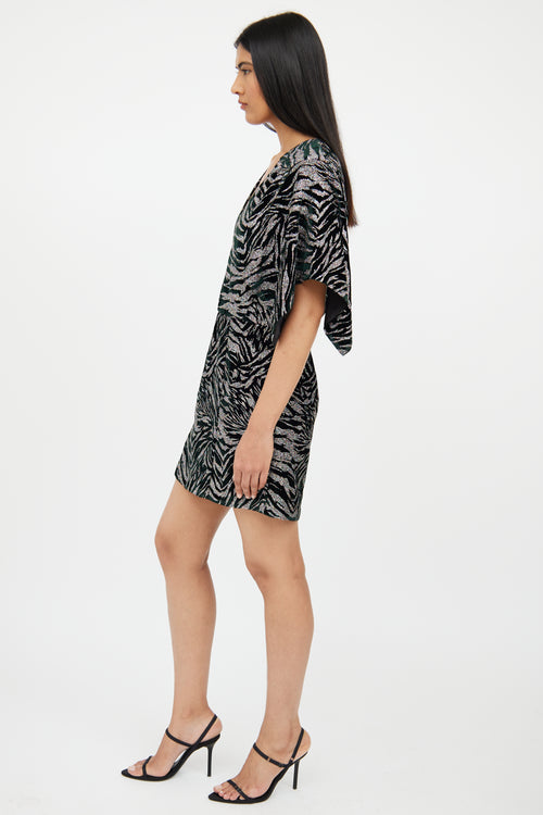 Zadig 
Voltaire Black 
Multicolour Velour Patterned Glitter Dress