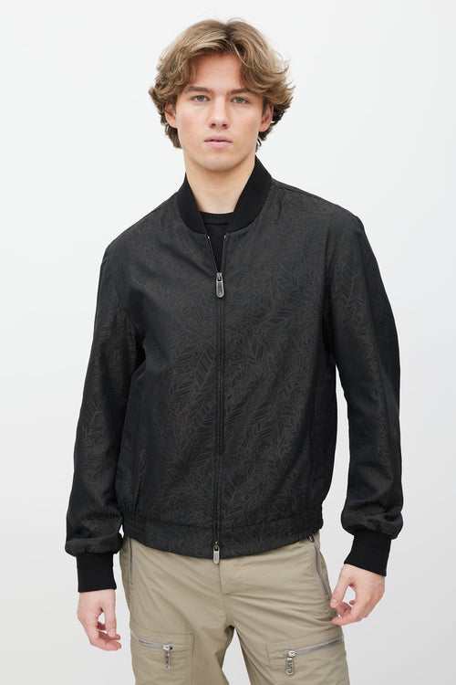 Zegna Black 
Brown Abstract Bomber Jacket