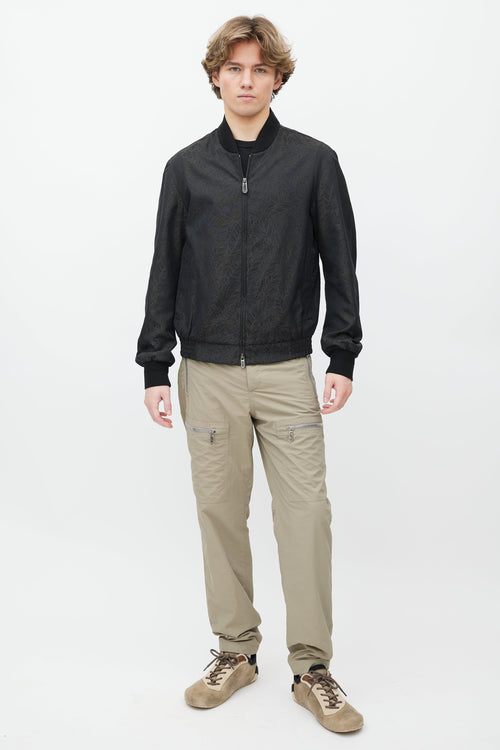 Zegna Black 
Brown Abstract Bomber Jacket