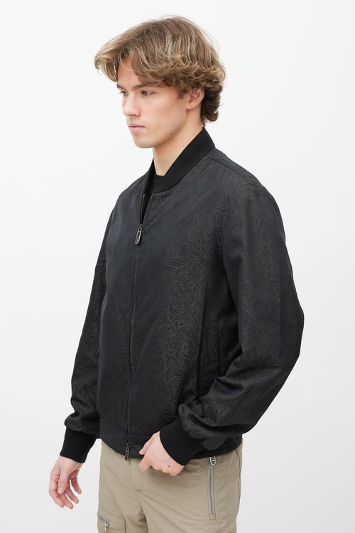 Zegna Black 
Brown Abstract Bomber Jacket