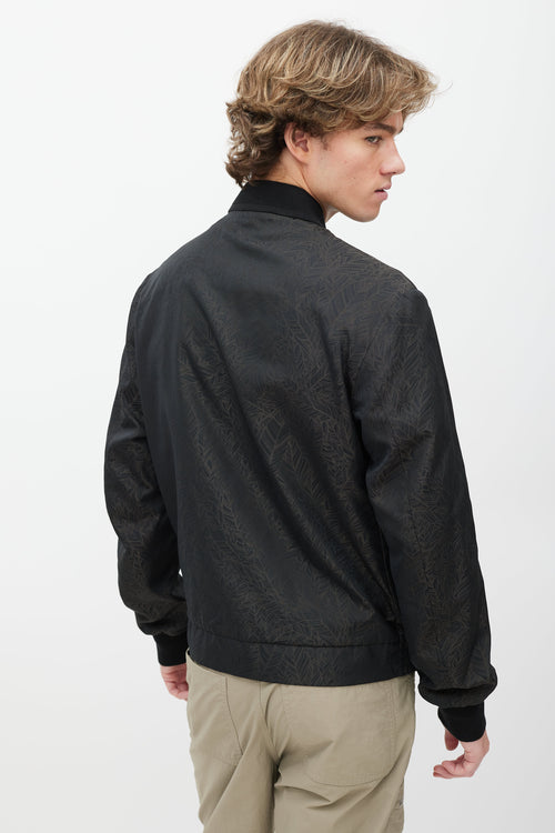 Zegna Black 
Brown Abstract Bomber Jacket