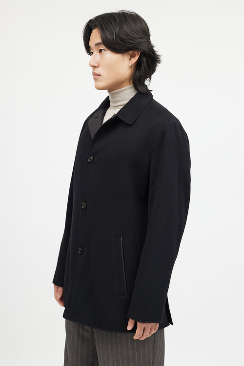 Zegna Black Wool Nylon Reversible Jacket