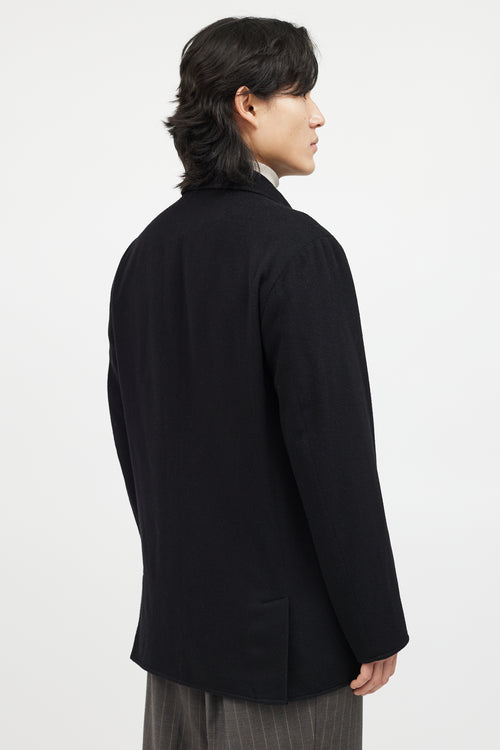 Zegna Black Wool Nylon Reversible Jacket