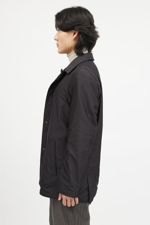 Zegna Black Wool Nylon Reversible Jacket