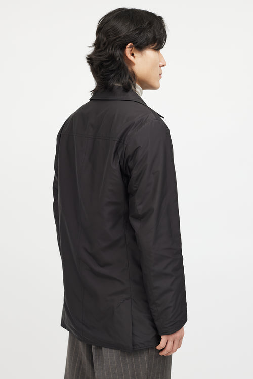 Zegna Black Wool Nylon Reversible Jacket