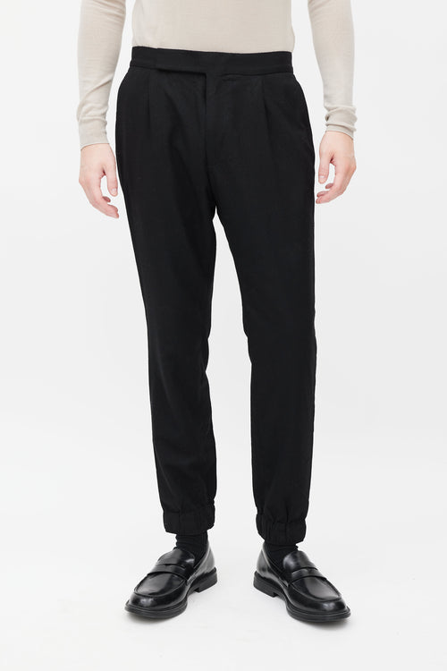 Zegna Black Wool Slim Jogger Pant