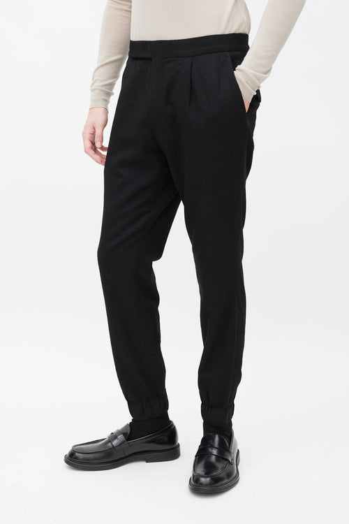 Zegna Black Wool Slim Jogger Pant