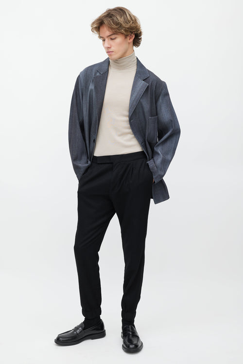 Zegna Black Wool Slim Jogger Pant