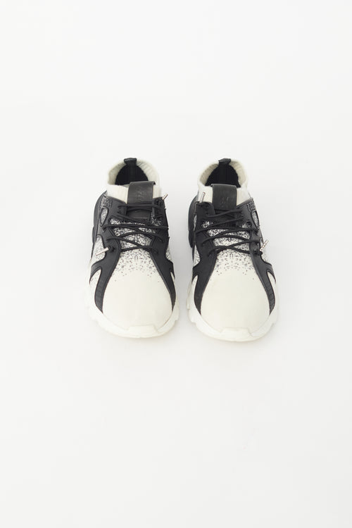 Zegna Black 
White Knit Sock Sneaker