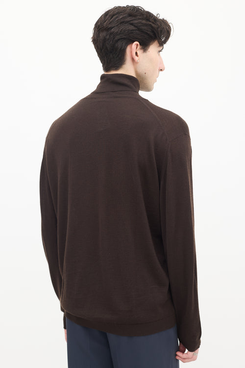 Zegna Brown Cashmere 
Wool Turtleneck Top