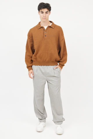 Fear of God X Zegna Brown Wool Rugby Knit  Pullover