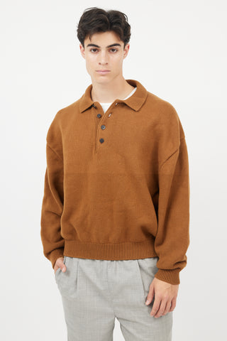 Fear of God X Zegna Brown Wool Rugby Knit  Pullover