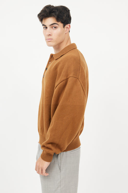 Fear of God X Zegna Brown Wool Rugby Knit  Pullover