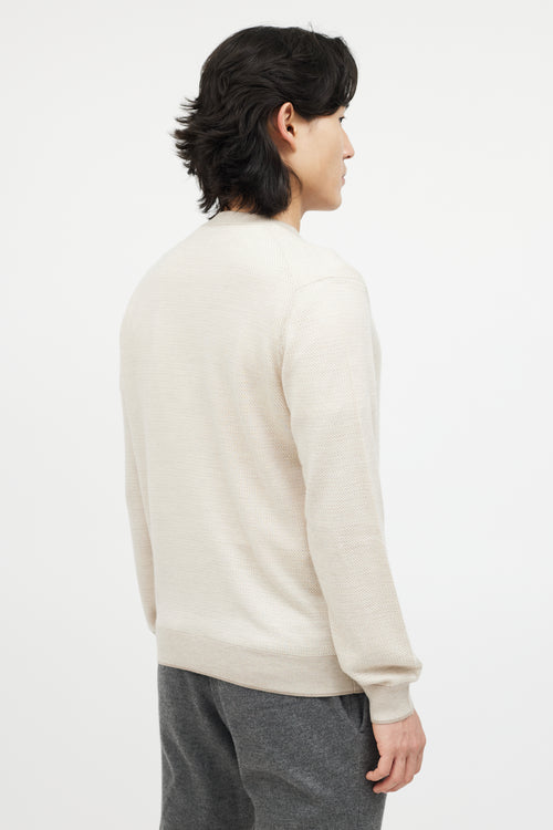 Zegna Cream Cashmere Knit Cardigan