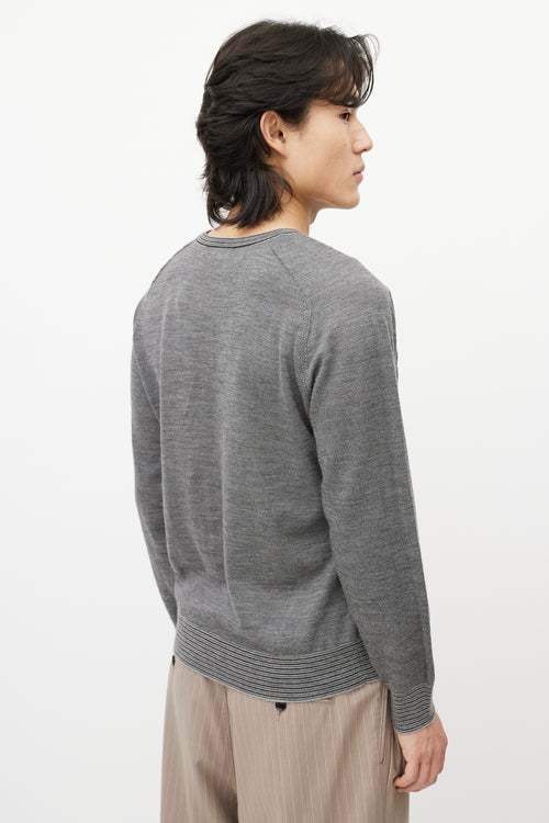 Zegna Grey Cashmere V-Neck Sweater