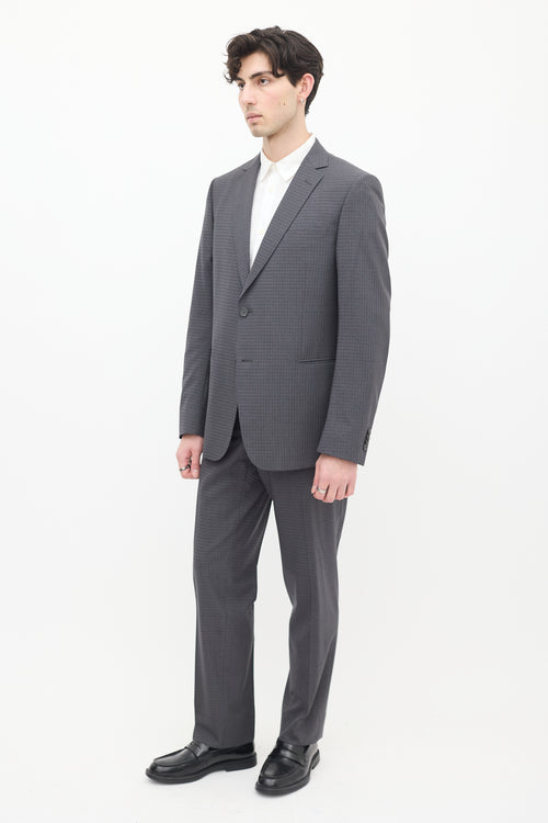 Zegna Grey Checkered Blazer