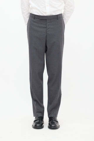 Zegna Grey Checkered Trouser