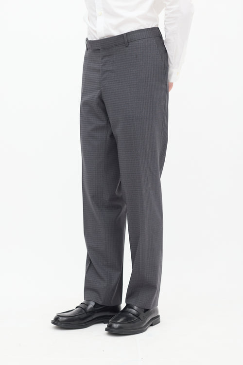 Zegna Grey Checkered Trouser